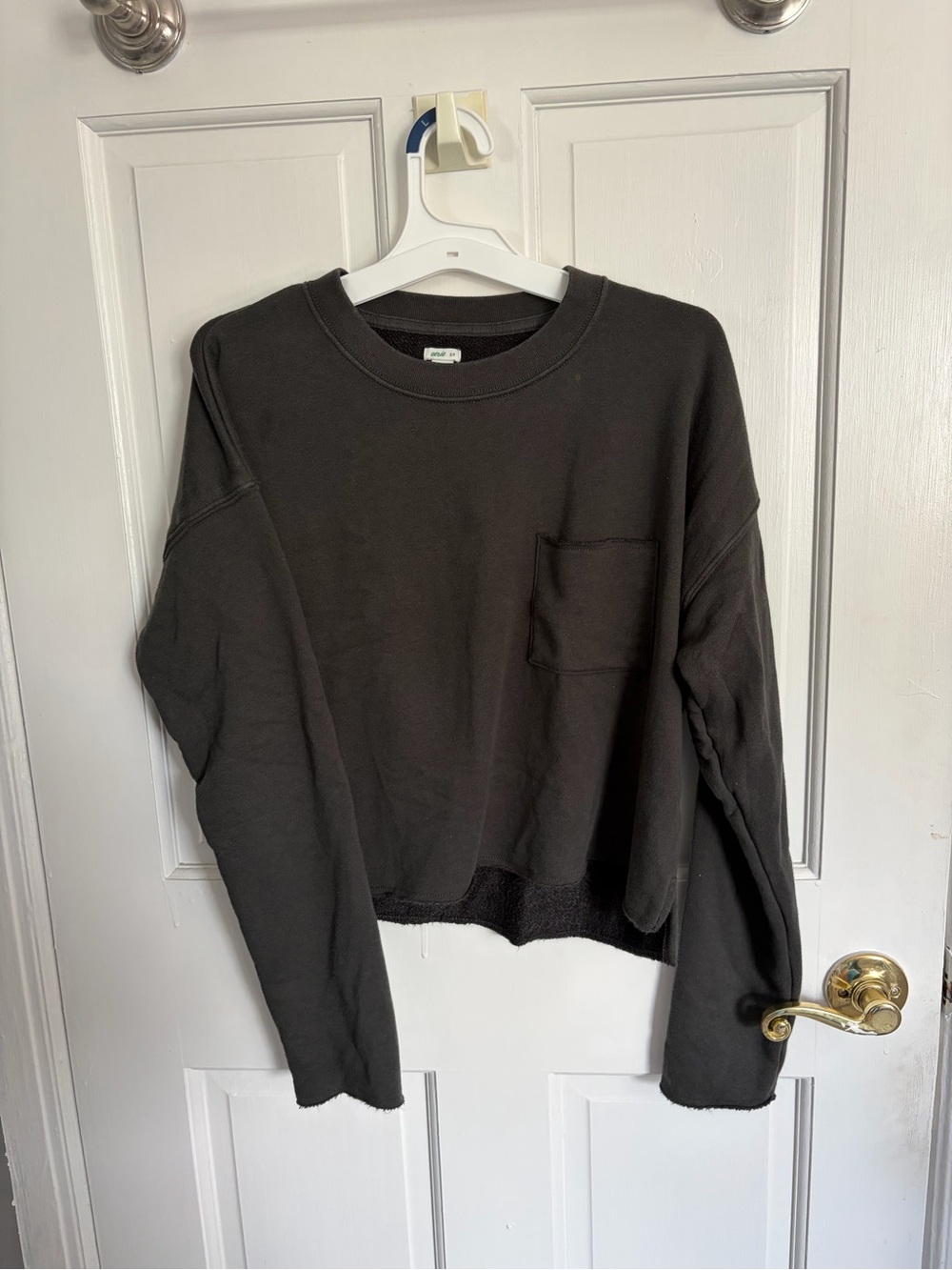 aerie Charcoal Black Crewneck Sweater with Pocket